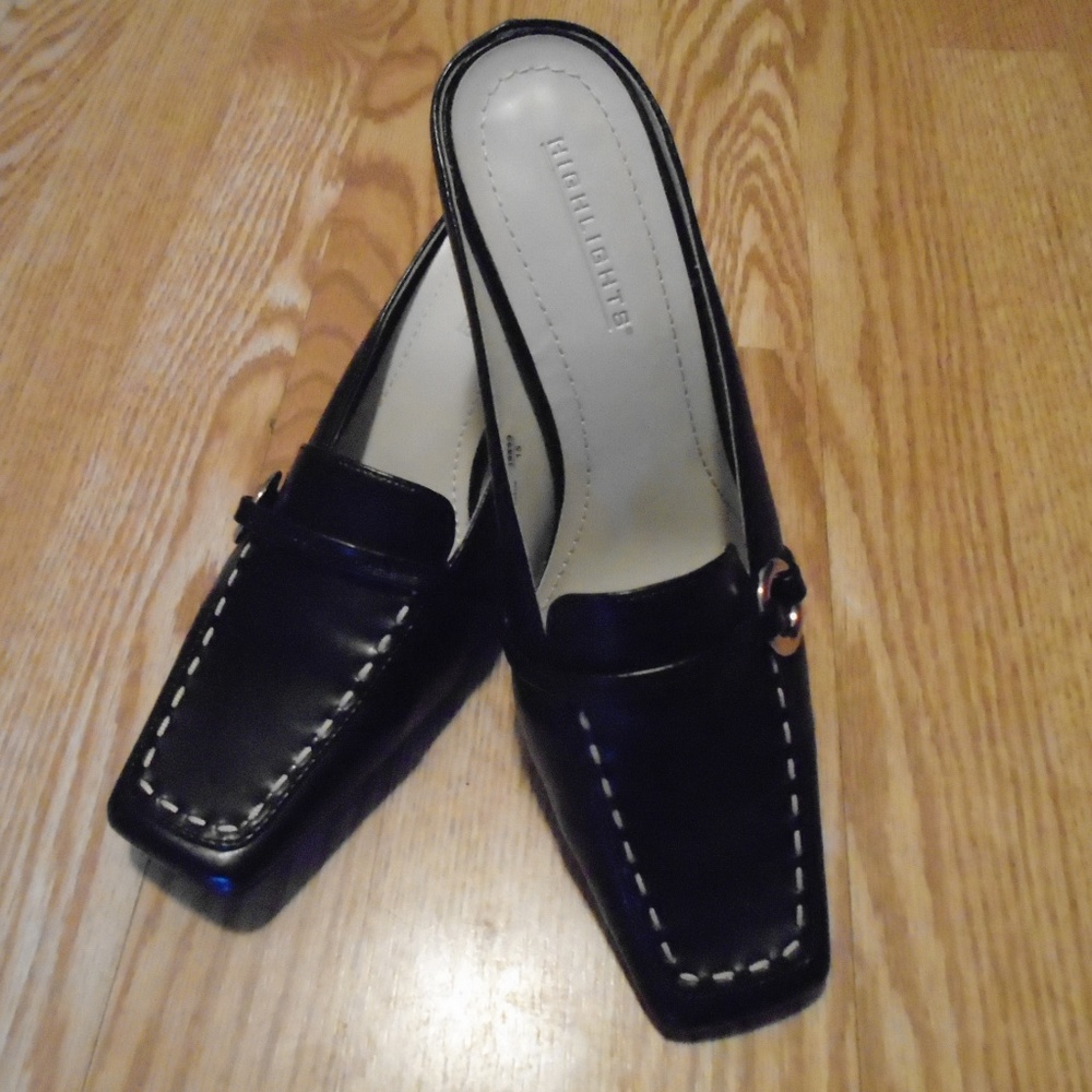 Highlights black dress slip on pumps size 7.5